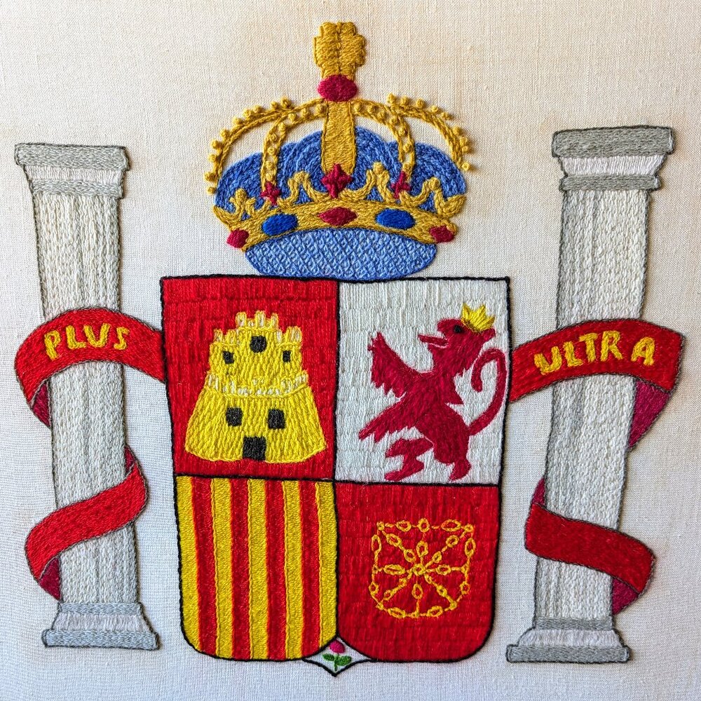 Vintage hand embroidered Spanish Coat of Arms